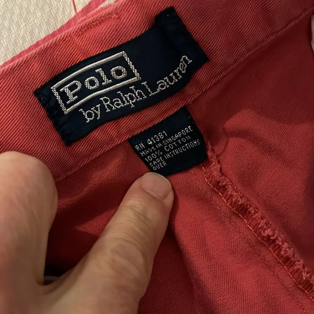 Red Mauve Mens Polo Ralph Lauren Flat Front 8” Bermuda Chino Khaki Shorts 38